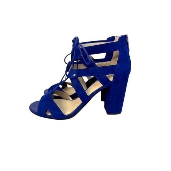 Circus by Sam Edelman Black Heel Strappy Blue Sandals Size 6.5 M Suede - Picture 1 of 7